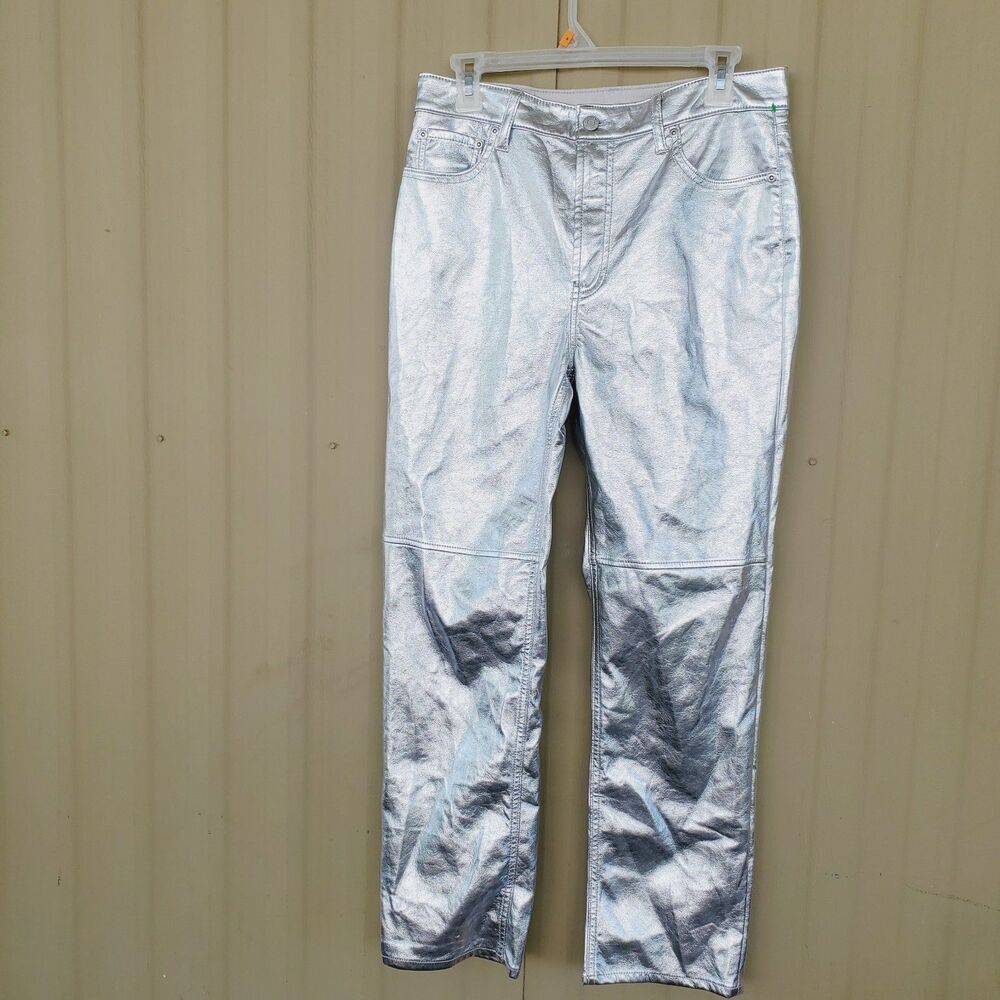 Gap Pants Jeans 90’s Straight Silver Metallic Shiny Size 30/10